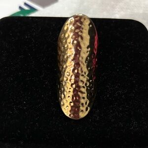 Gold and Red Hammered Ring